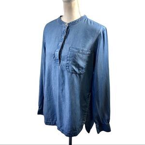 Athleta Henley Pullover Denim Top Size S